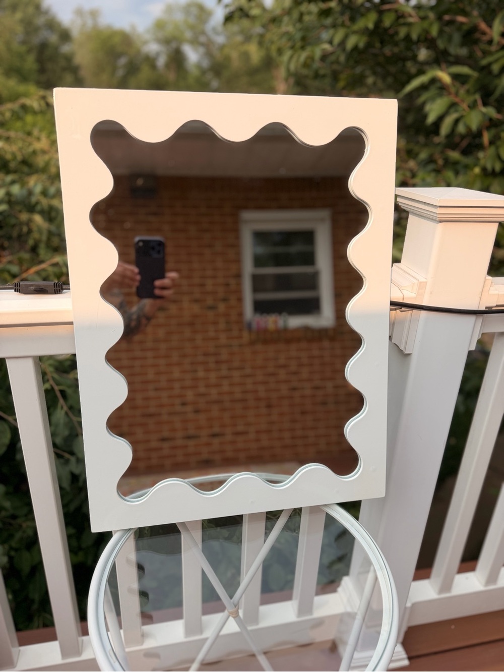 White Scalloped Edge Wall Mirror - Contemporary Accent